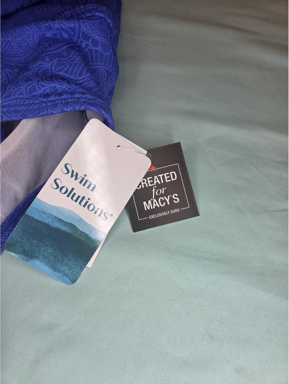Size 18 - Swim Solutions Paisley Blue Lace Tankini Swim Top - Picture 5 of 6
